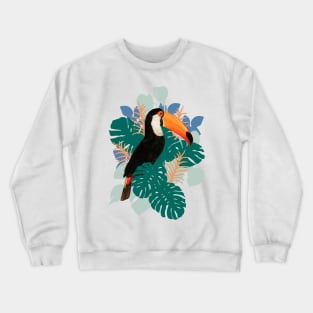 Toucan Bird Monstera Leaf jungle Crewneck Sweatshirt